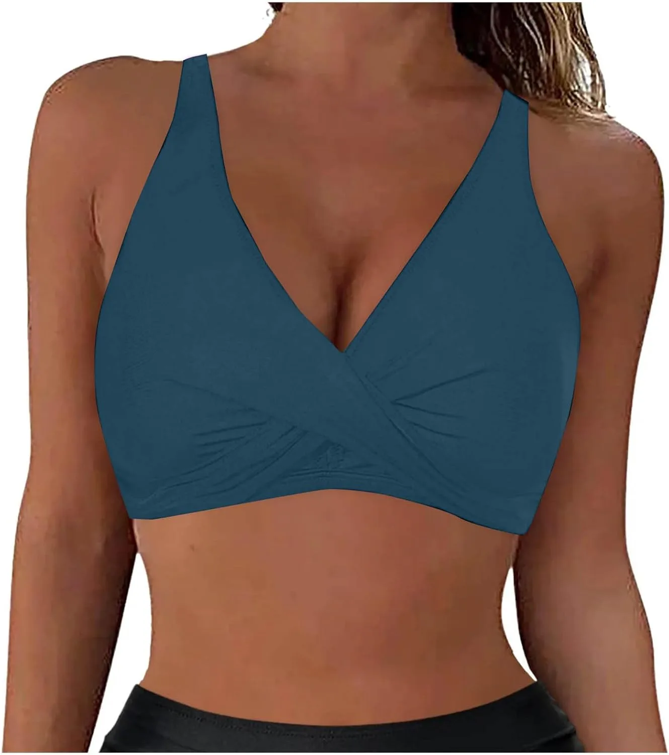 

Женский топ для купальника Twist Front с V-образным вырезом и push-up HGps8w