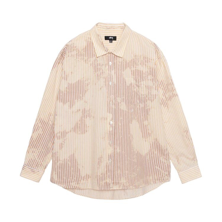 

Рубашка Stussy Bleached Poplin Classic Long-Sleeve Shirt Tan, желто-коричневый
