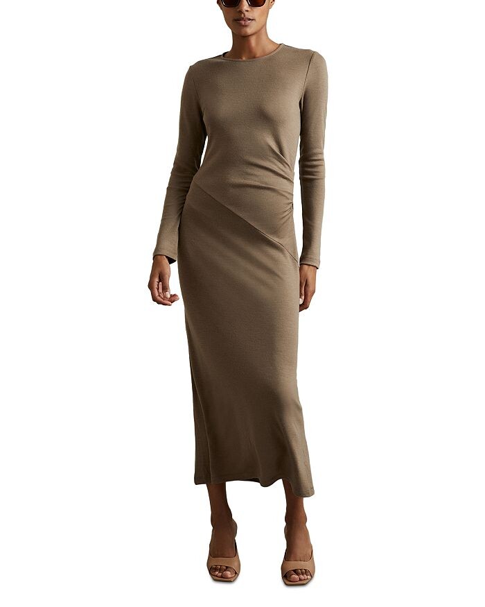 

REISS Sloane Платье из джерси с круглым вырезом, коричневый/бежевый