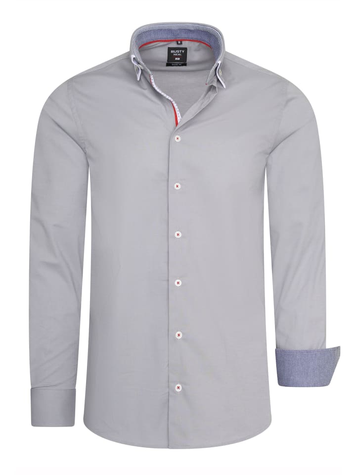 

Рубашка свободного покроя с двойным воротником темно-серого цвета Rusty Neal