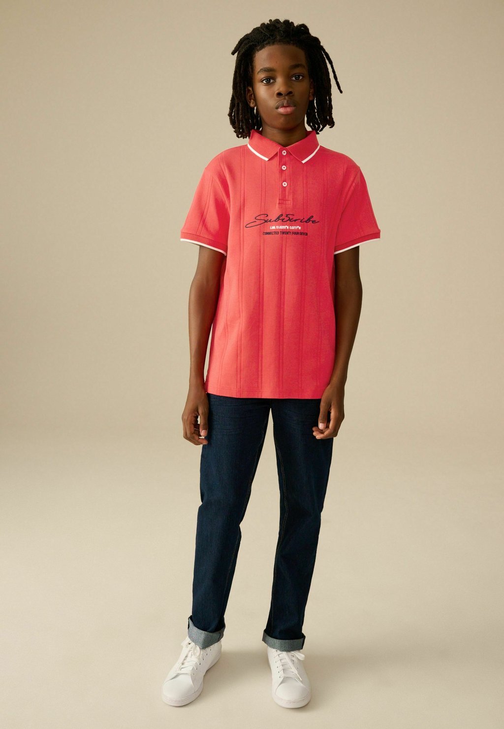 

Поло REGULAR FIT-TEXTURED SHORT SLEEVE Next, красный