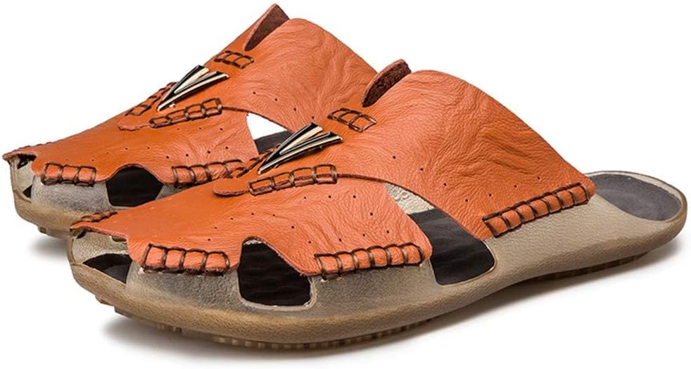 

Мужские сланцы Asifn Летние кожаные сандалии Дышащие шлепанцы для пляжа Мягкие с открытым носком Повседневные тапочки, коричневый
