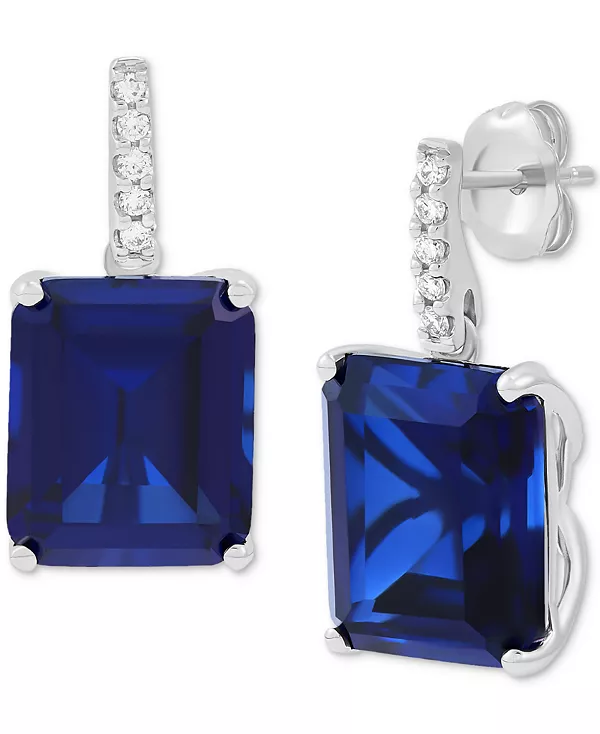 

Серьги-Подвески с выращенными в лаборатории изумрудами (10 карат) и бриллиантами (1/10 карата) из 14-каратного золота Grown With Love, sapphire