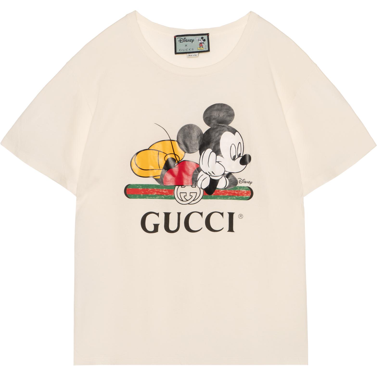 

GUCCI Футболка с короткими рукавами и логотипом X Disney Mickey Mouse, серо-белая