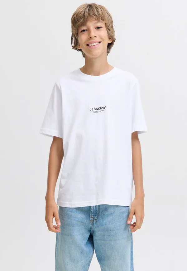 Футболка jjesoho с круглым вырезом, базовая футболка noos. Jack & Jones Junior, White
