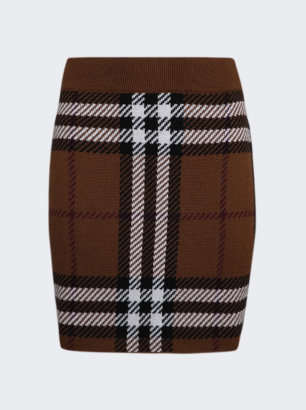 

Мини-юбка из жаккардовой шерсти в клетку Burberry, цвет dark birch brown