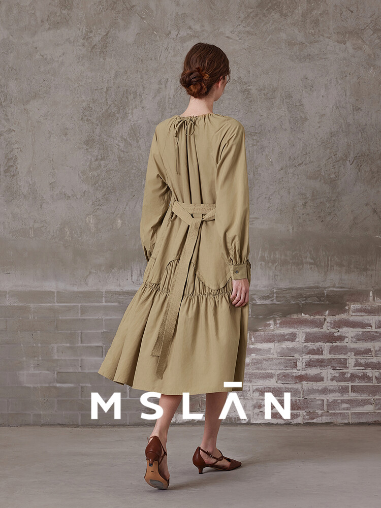 

Платье плиссированные Mslan утягивающее, хаки