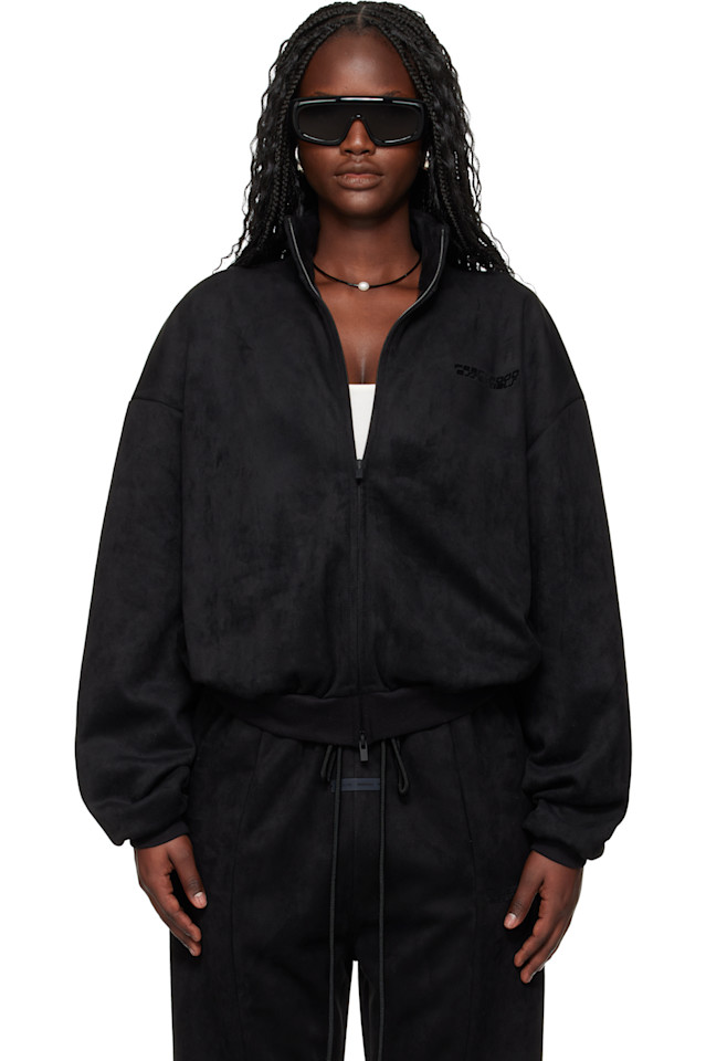 

Fear Of God Essentials Черная винтажная спортивная куртка из искусственной замши для отдыха