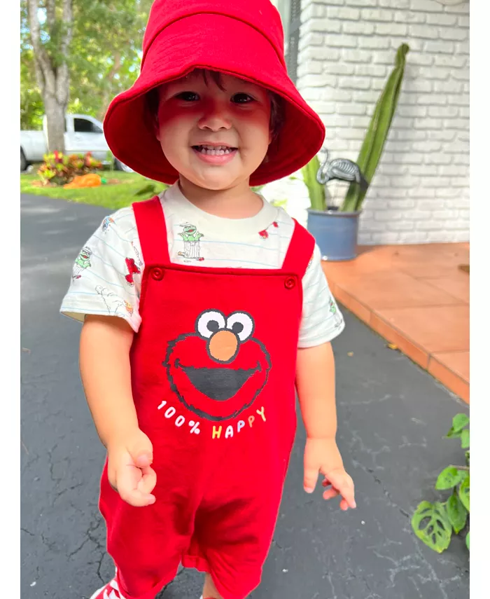 Попробуйте комплект одежды для мальчиков Baby Boys Sesame Street Elmo из мягкого велюра: комбинезон-шорты, футболка и шапочка (3 предмета) для новорожденных, красный — фото 2