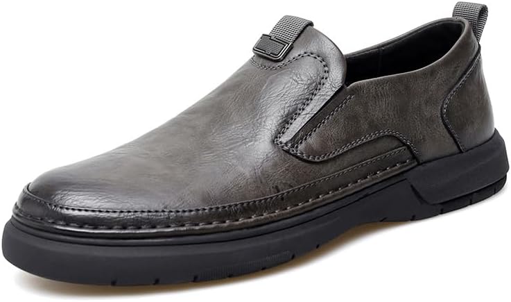 

Мужские повседневные винтажные кожаные лоферы, обувь без шнурков, легкие прогулочные туфли для официального стиля одежды Lhyxu, серый