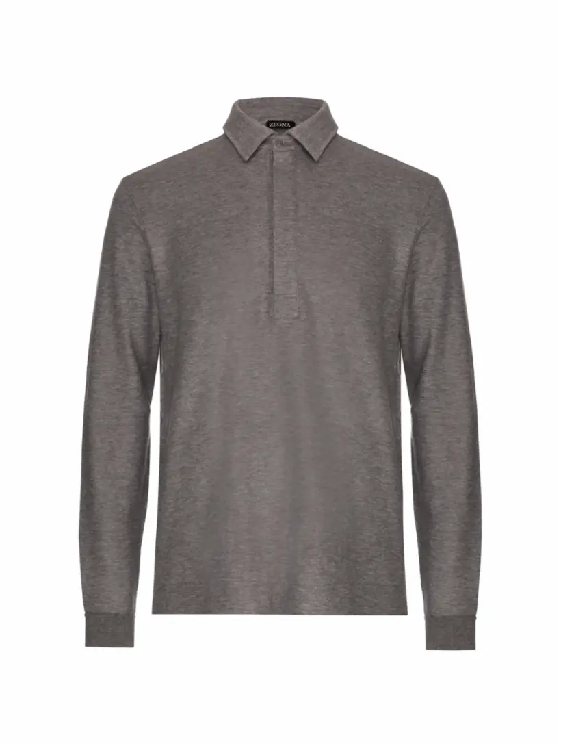 

Хлопковое поло с длинными рукавами Zegna, серый