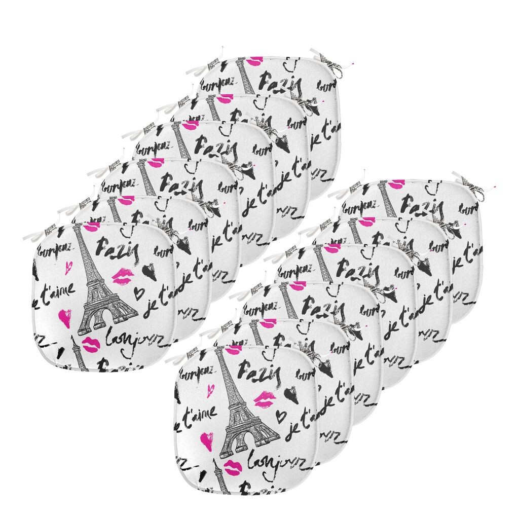 

Подушки на стул для столовой ABAKUHAUS Paris, розовый Kiss Eiffel Love, декоративная водонепроницаемая подушка с ремнями для кухонных сидений, 40 см x 40 см — упаковка из 12 шт., черный, белый, розовый