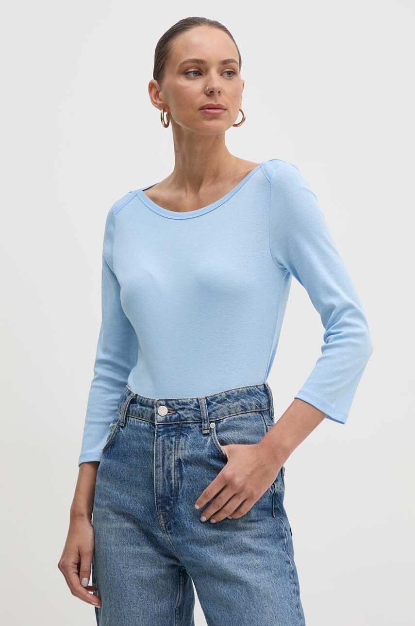 

Хлопковый топ с длинными рукавами United Colors of Benetton, синий