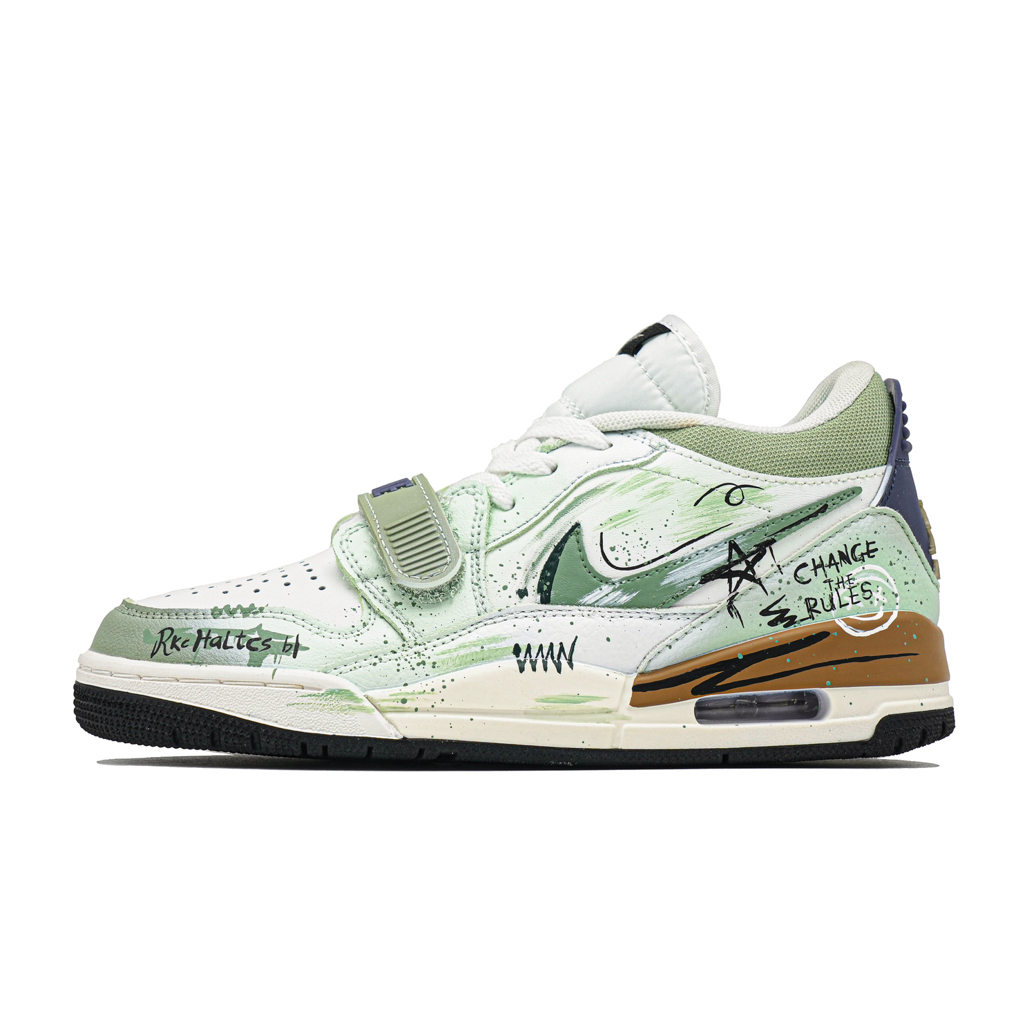 

Jordan Баскетбольные кроссовки Legacy 312 Trendy Toy Party, износостойкие, низкие, винтажные, мужские, белые, зеленые