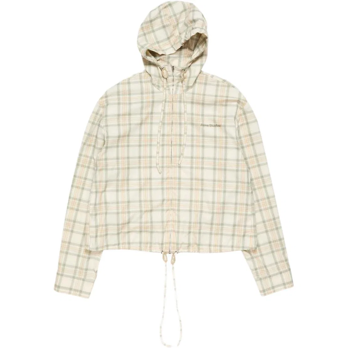 Женская клетчатая куртка с капюшоном Acne Studios, бежевый — фото 2