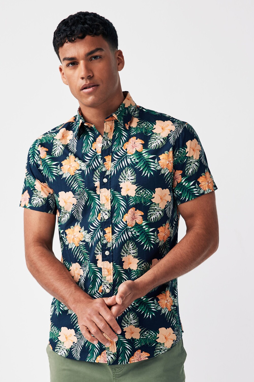 

Летняя рубашка с короткими рукавами и принтом Jack & Jones, синий
