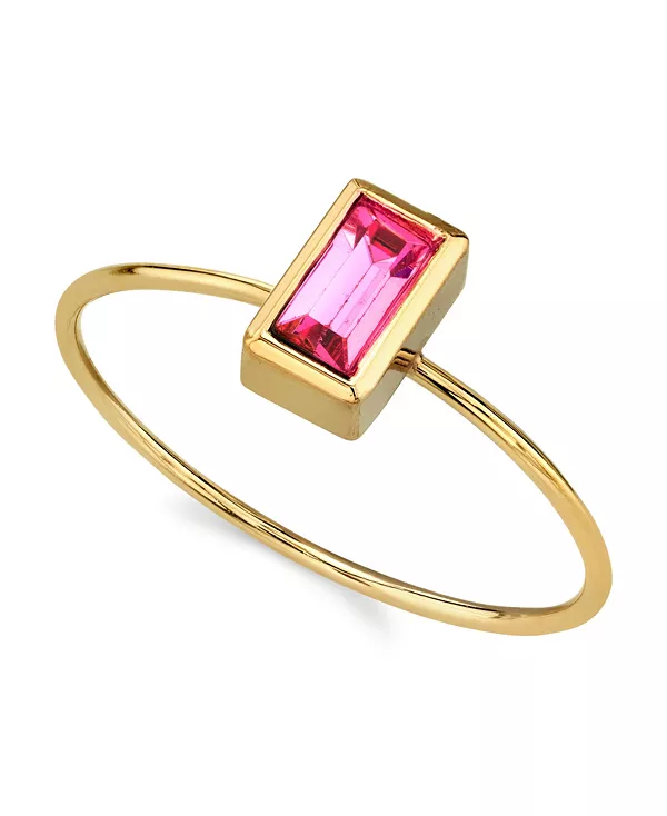 

Кольцо с прямоугольным кристаллом из 14-каратного золота 2028, pink