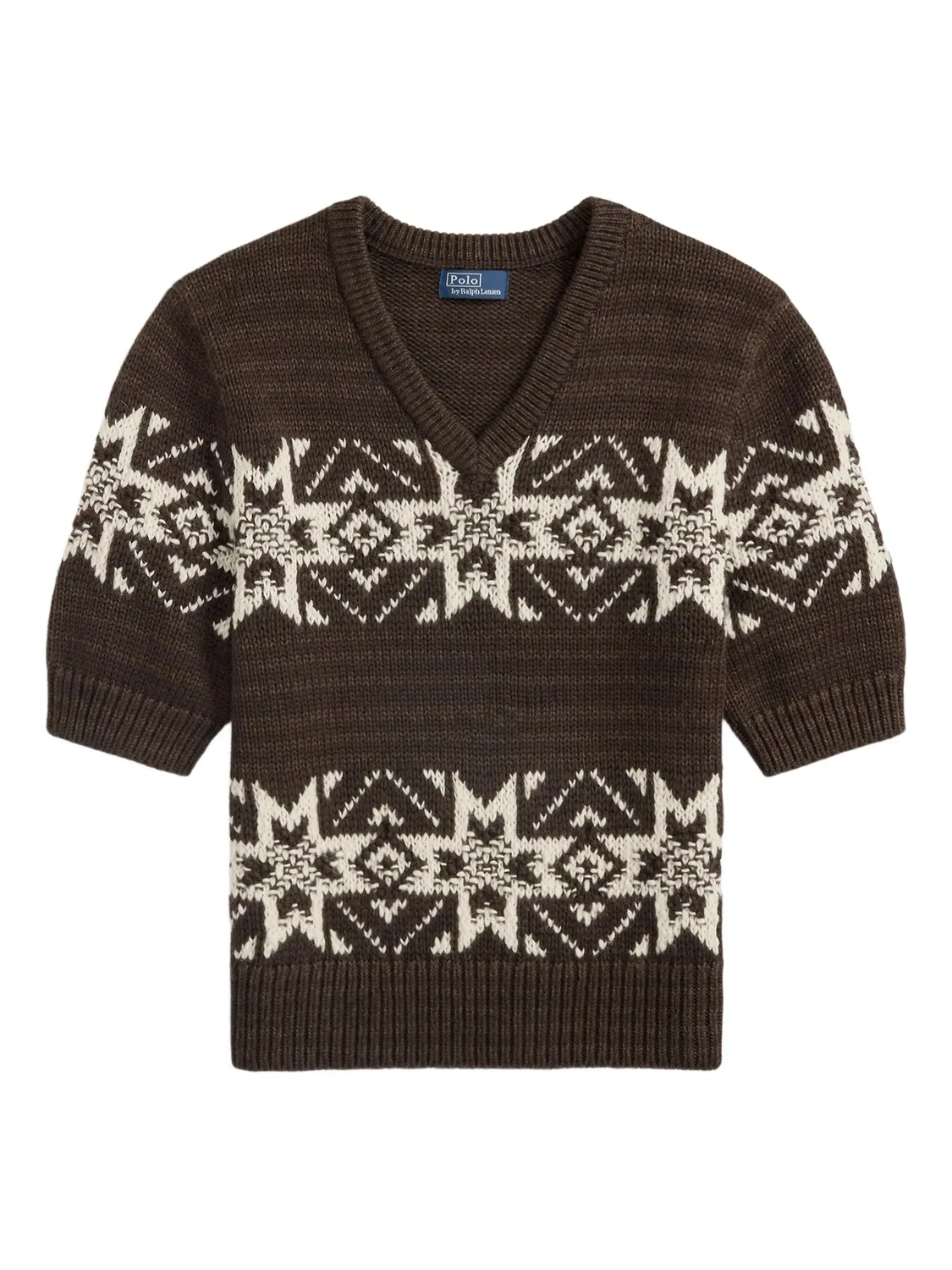 Свитер с V-образным вырезом в узоре Fairisle Polo Ralph Lauren, коричневый