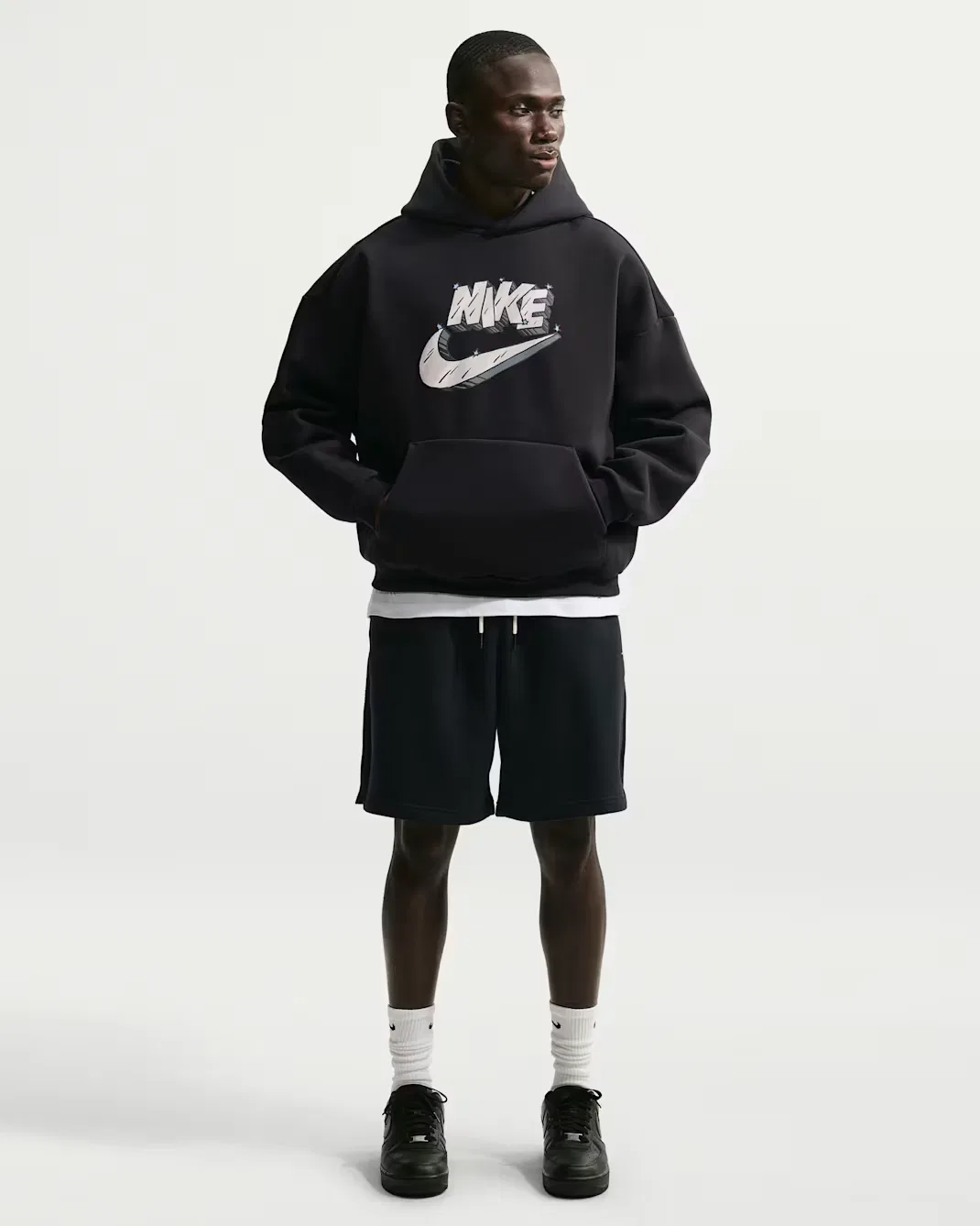 Мужская толстовка с капюшоном и начесом в баскетбольном стиле Nike Standard Issue, Black — фото 4