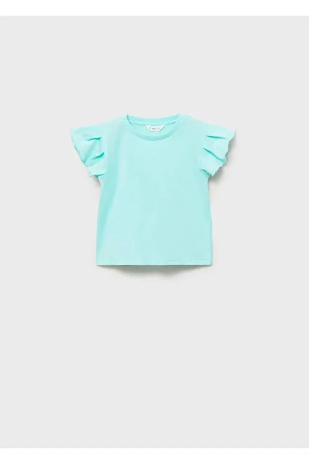 Детская футболка для девочек с оборками Mango Baby, Water Green