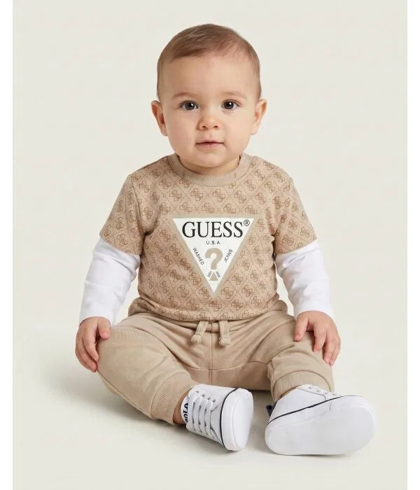 Детский комплект для мальчиков хлопковый Completo Guess, бежевый — фото 2