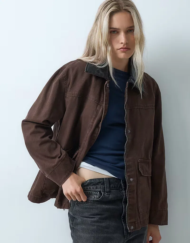 Куртка GAP Woven в коричневом цвете, предназначенная для работы в сарае — фото 2