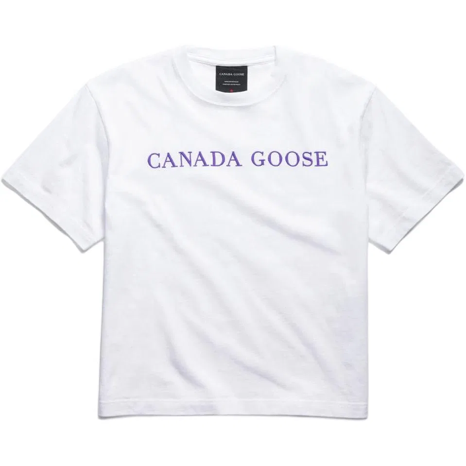 Футболка женская с круглым вырезом, летняя коллекция, Canada Goose, Optical White/Active Lilac