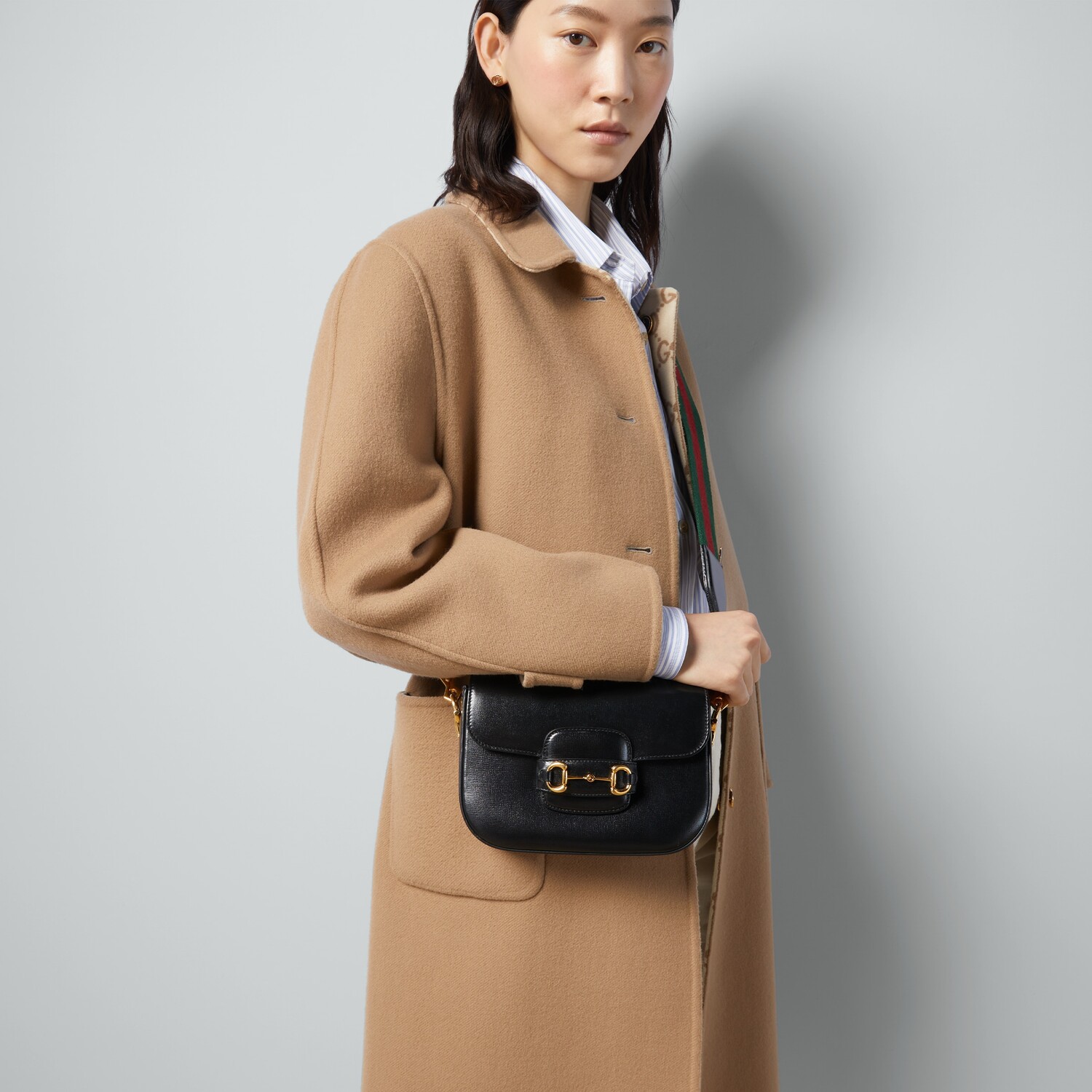 

Сумка GUCCI Horsebit 1955 mini, черный