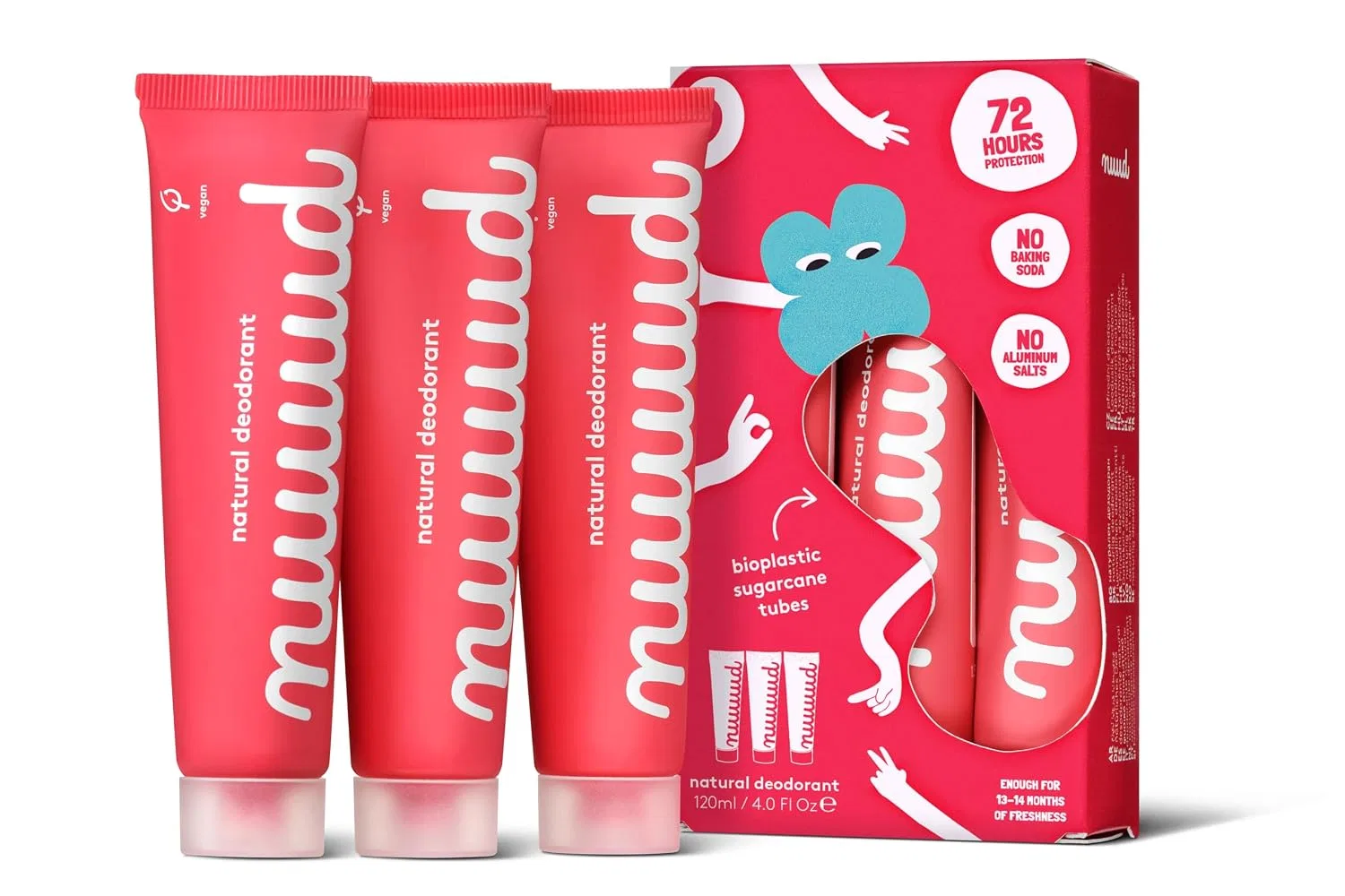 Дезодорант-крем веган Nuud, XXL Pack Red, 3x40мл — фото 2
