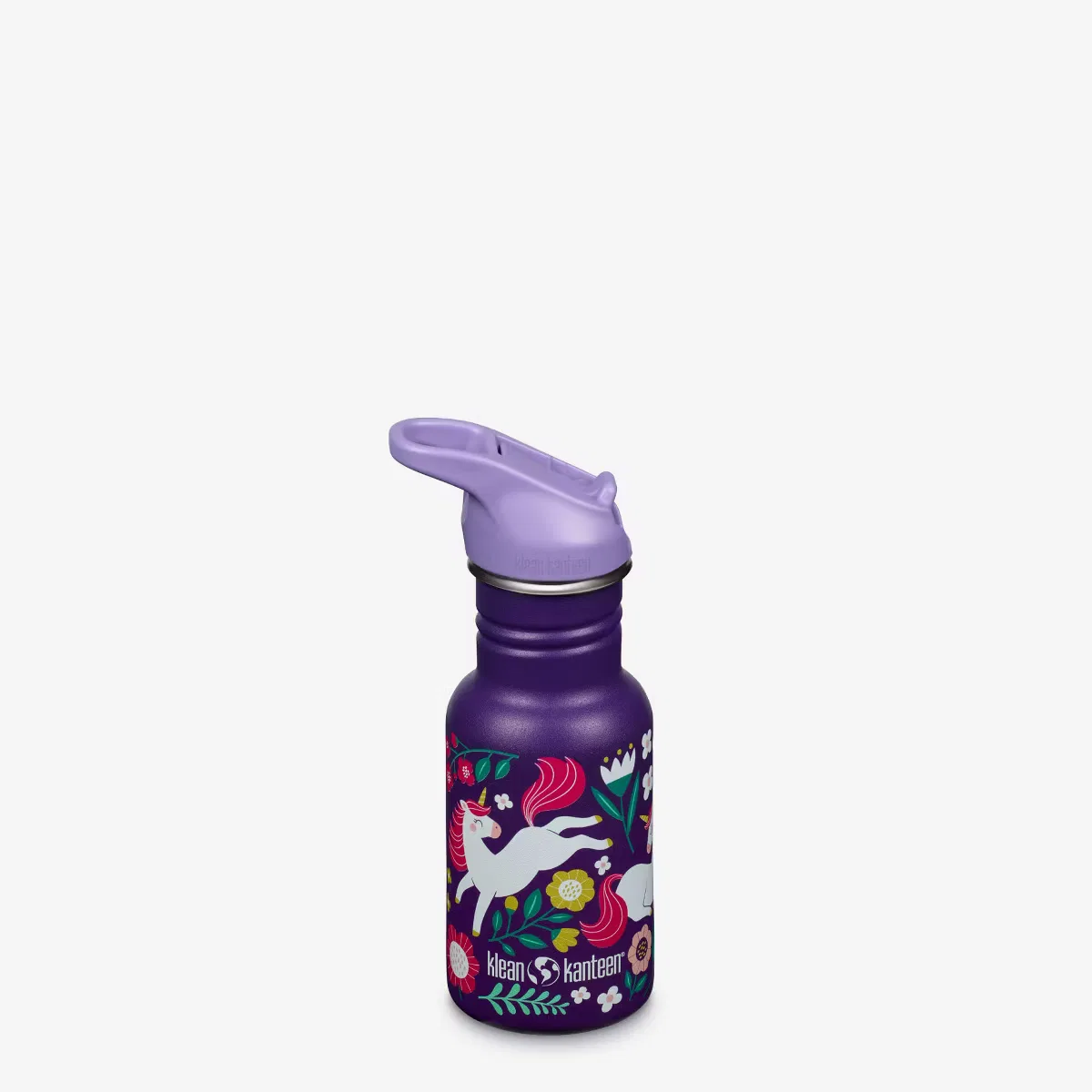 Детская бутылка для воды 355 мл из нержавеющей стали с крышкой Flip Seal Sport Leaping Unicorns Klean Kanteen, Leaping Unicorns