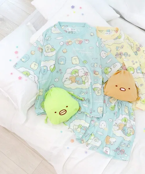 Детский комплект пижамы с коротким рукавом и шортами Sumikko Gurashi RUGGEDWORKS, Emerald