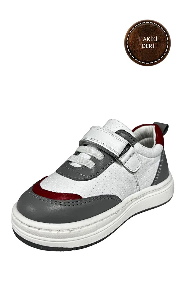 Детские туфли для девочек без каблука Şenler Bebe World Kids, Gray-White-Red — фото 4