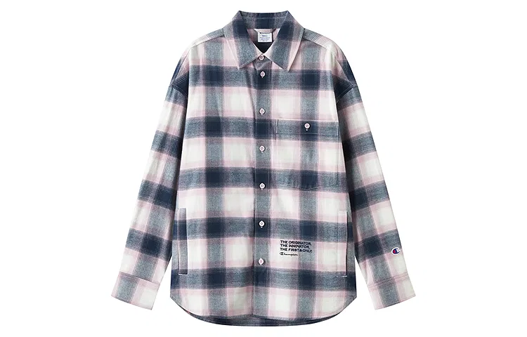 Детская рубашка с воротником и принтом в клетку Champion, Ink Velvet Blue Plaid