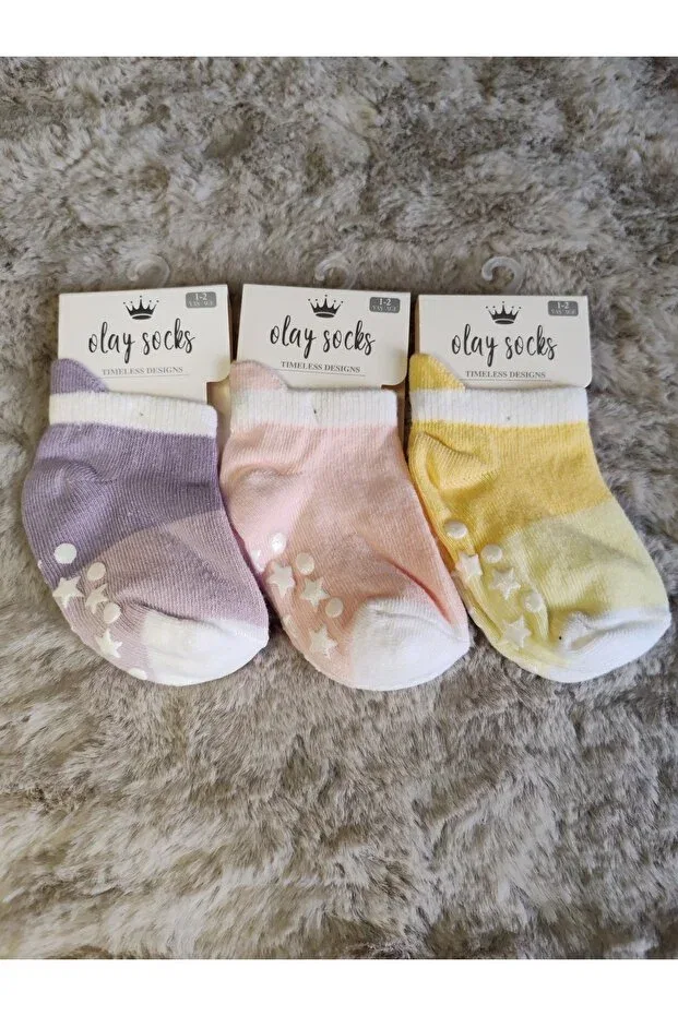 Детский набор носков 3 шт Basics Olay Socks, Yellow-Purple-Pink