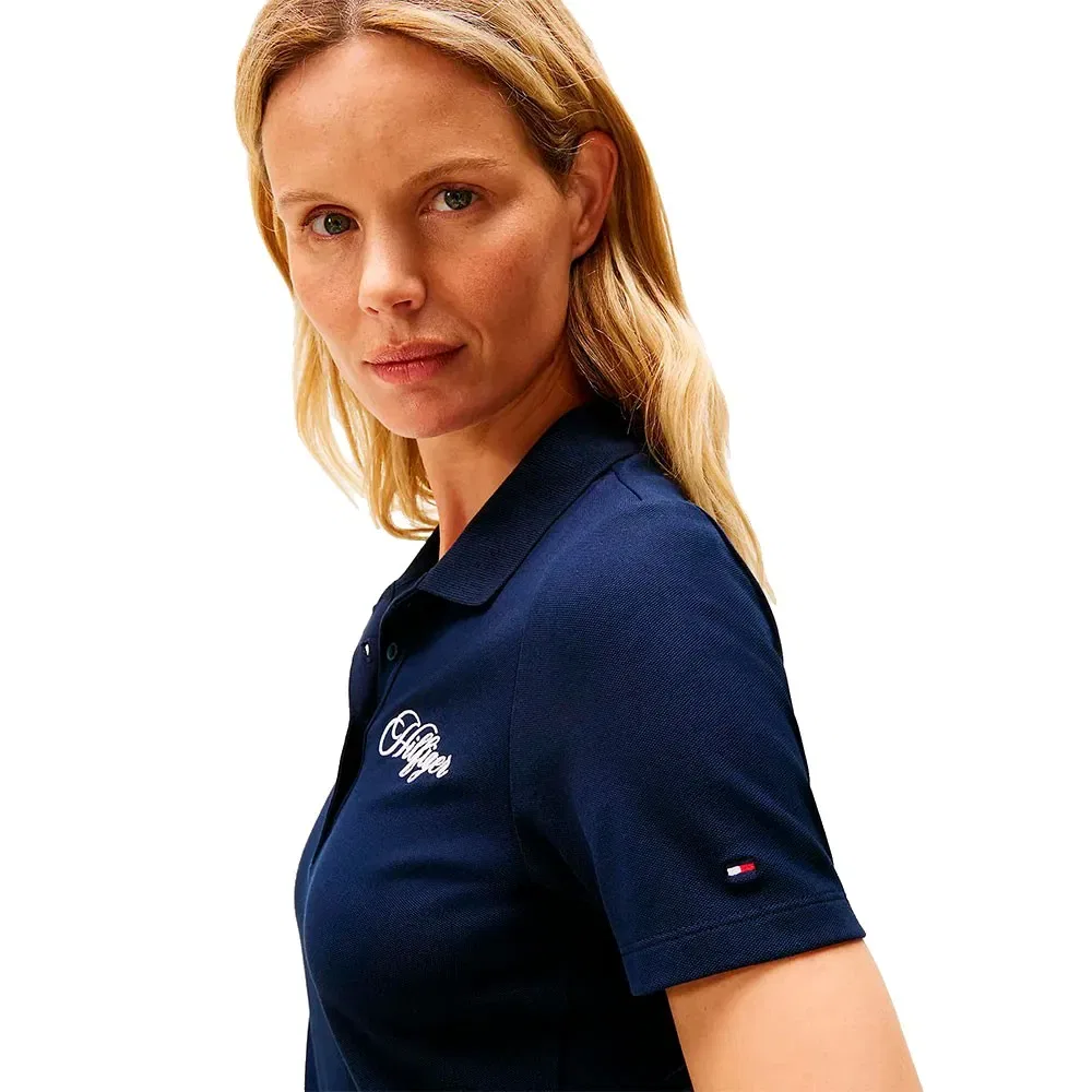 Поло с коротким рукавом Script Slim Fit Tommy Hilfiger, синий — фото 4