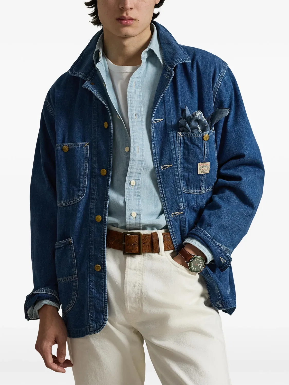 Рубашка-жакет с клапанными карманами Polo Ralph Lauren, голубой — фото 3