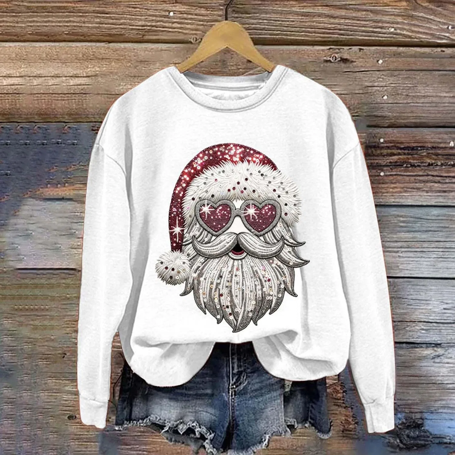 Женский свитшот с принтом Christmas Sweatshirt, Z05 White — фото 3