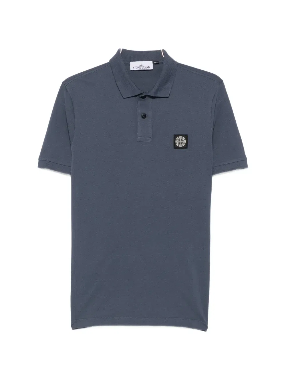 Приталенная хлопковая футболка-поло с нашивкой-логотипом Stone Island, синий