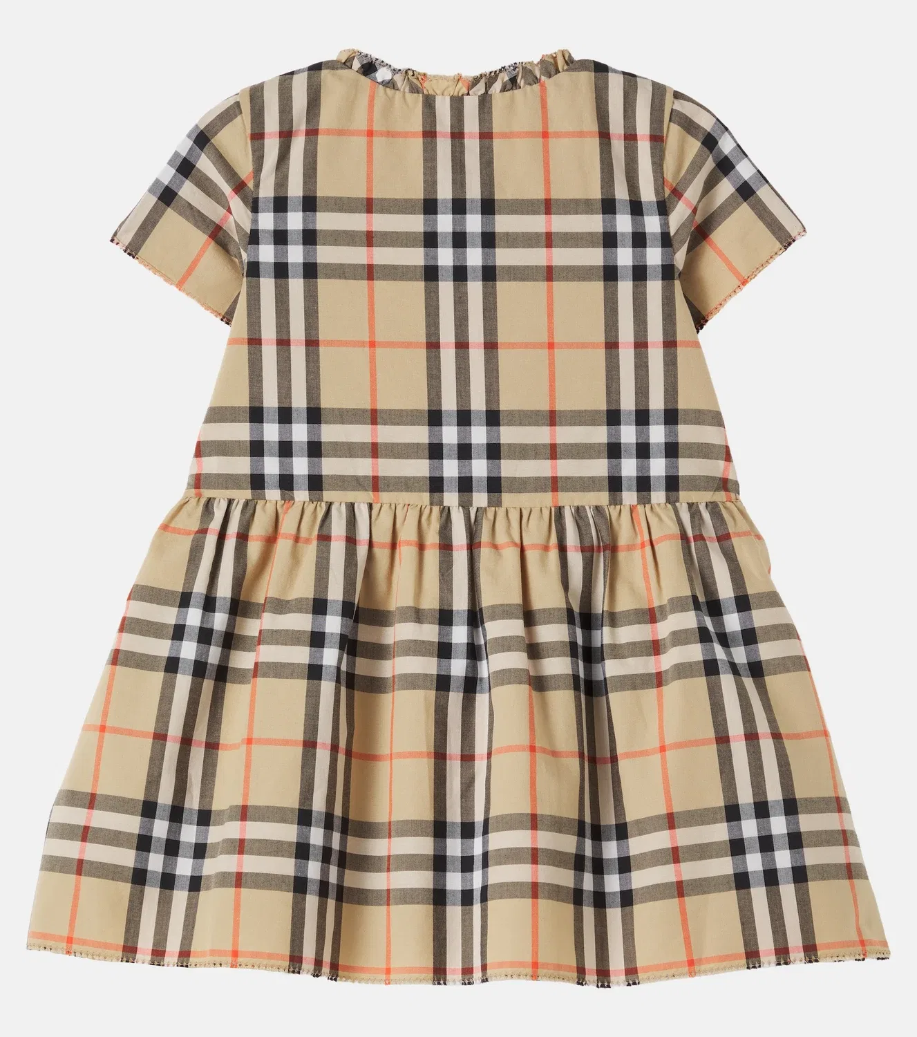 Нарядное платье с клетчатым принтом Baby Burberry Burberry Kids, бежевый — фото 3
