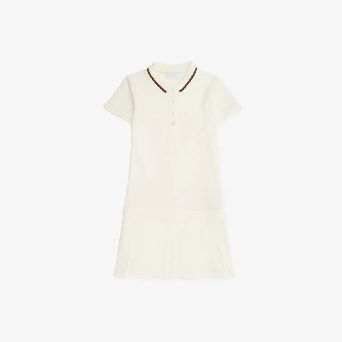 Хлопковое платье-поло с плиссировкой, 4-12 лет Gucci, белый