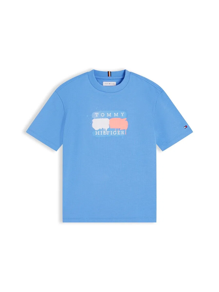 Футболка TOMMY HILFIGER "Flag Graffiti" синего цвета