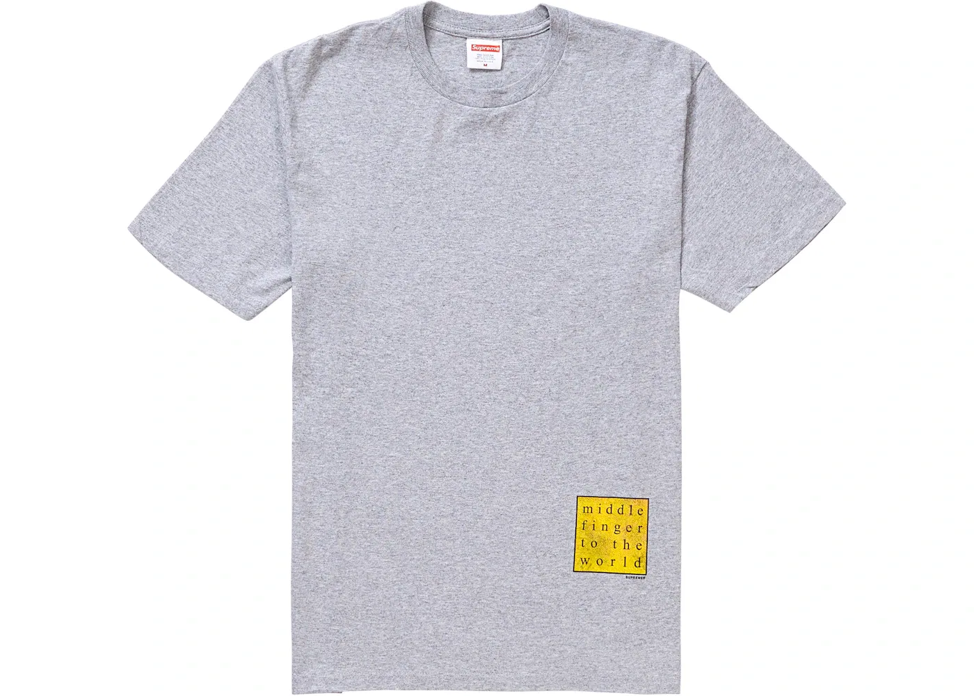 Мужская футболка с принтом Supreme Middle Finger to the World Tee, Heather Grey