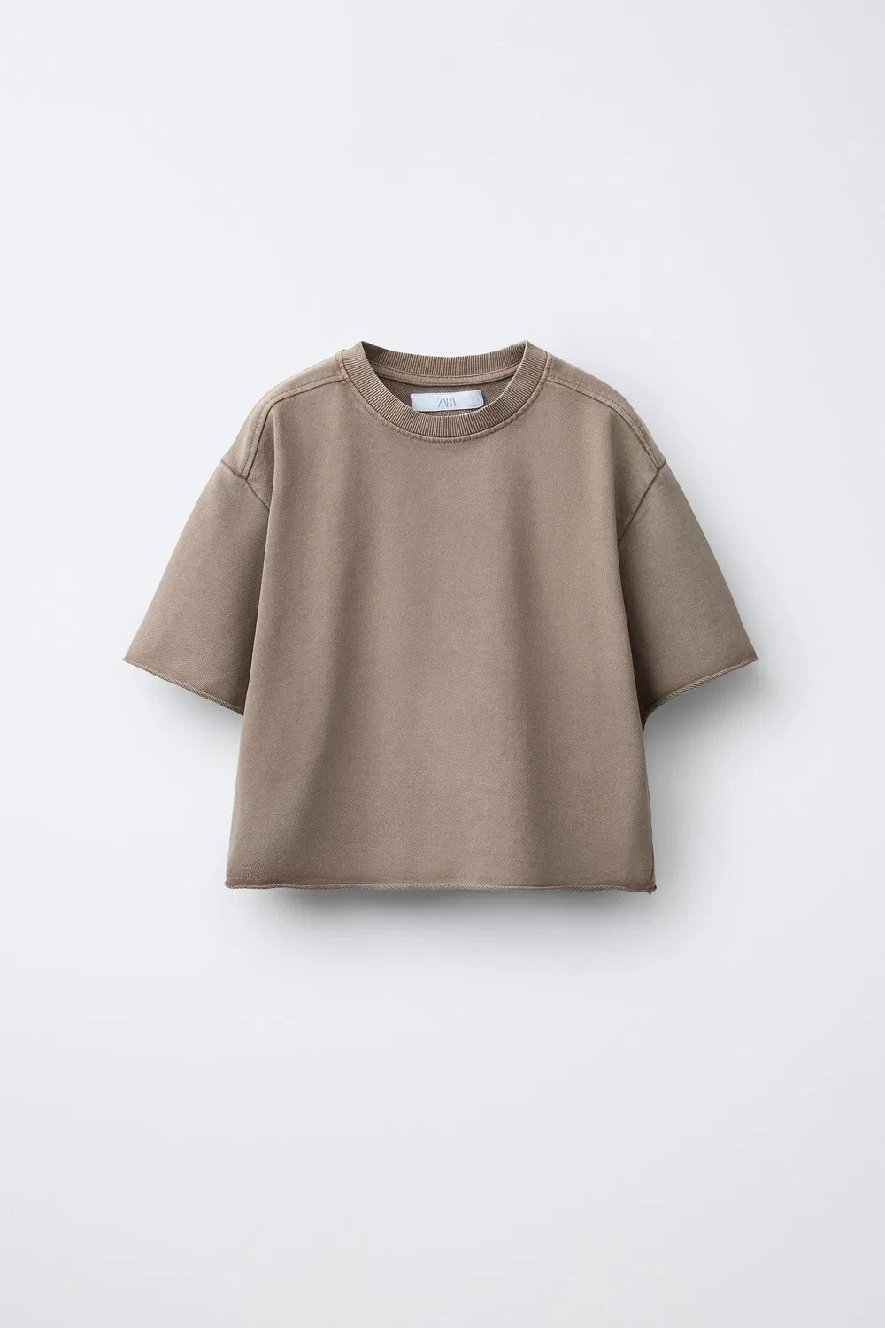 Спортивная футболка с эффектом выцветания ZARA, Russet