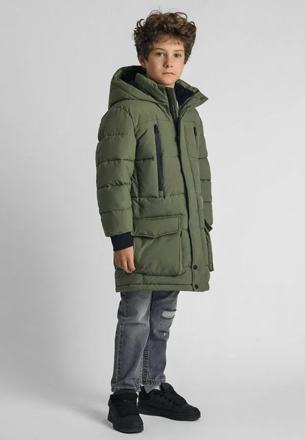 Куртка с капюшоном, утепленная, Long warm fixed hood, Minoti, Khaki, хаки