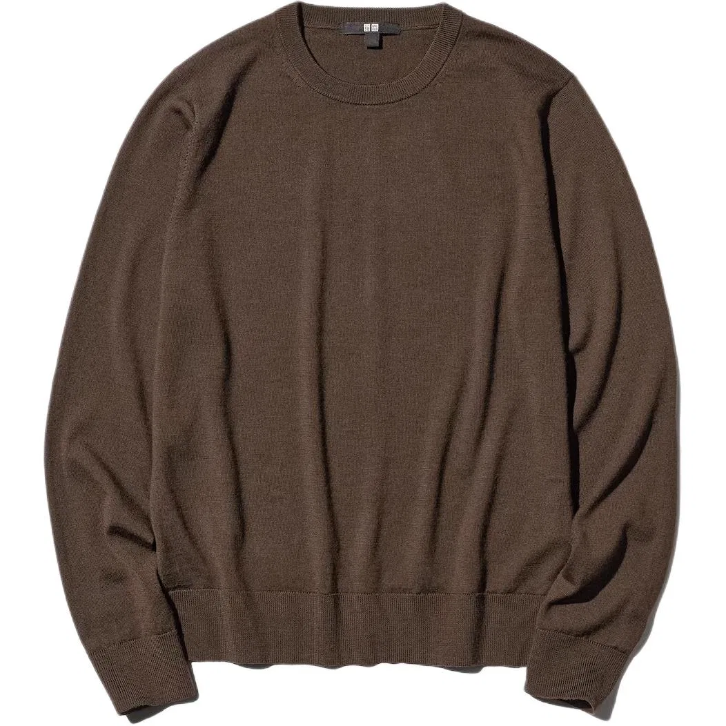 Женский свитер с круглым вырезом Dark Brown UNIQLO, Темно-коричневый