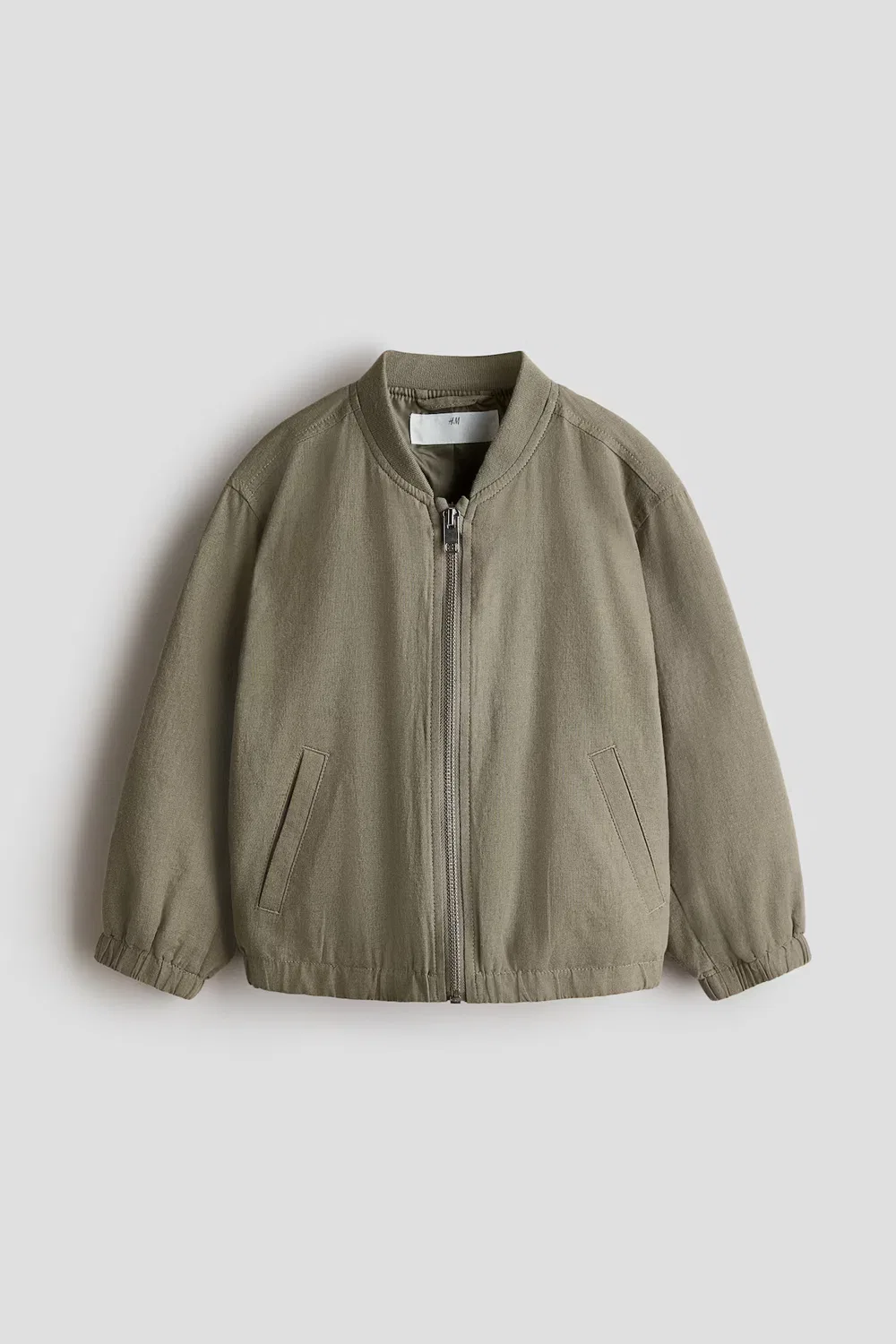 Пилотская куртка из смеси льна H&M, Khakigrün
