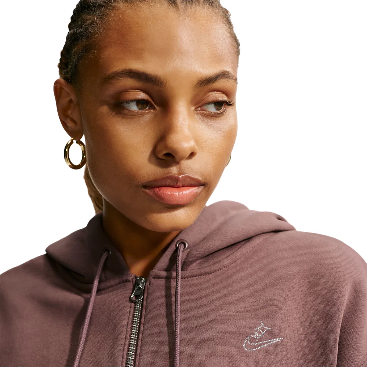 Женское укороченное худи с молнией Phoenix Fleece Bling Nike, цвет Tattoo/Tattoo — фото 3