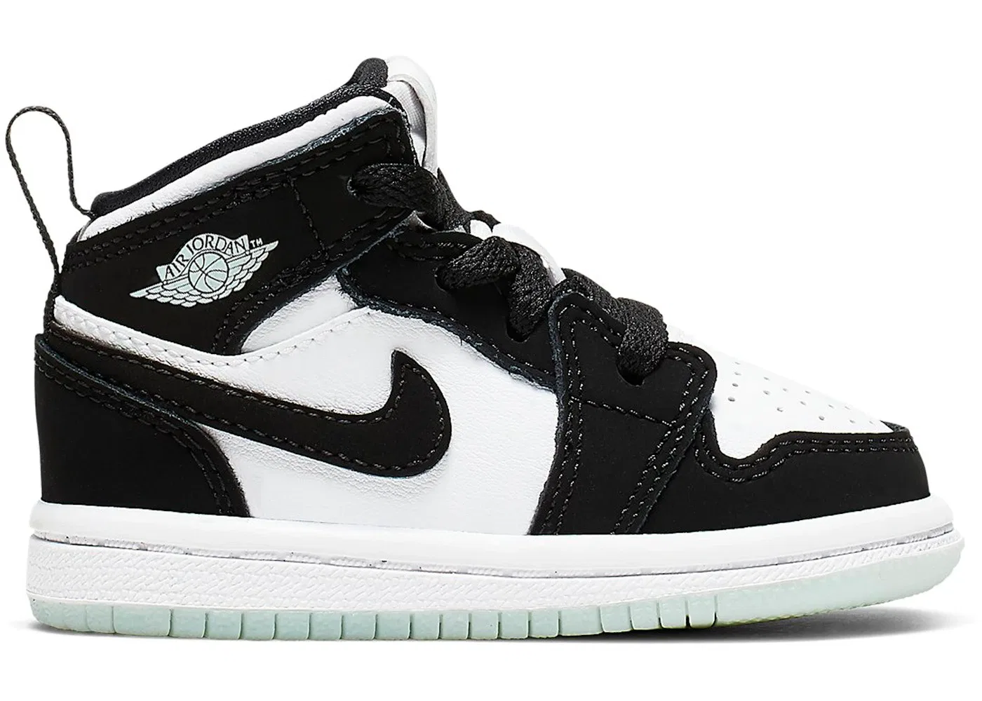 Детские кроссовки с высоким берцем Jordan 1 Mid, White/Black-Teal Tint