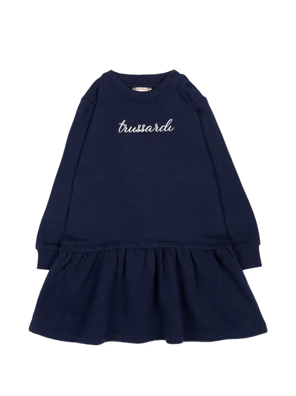 Платье с оборками и вышитым логотипом Trussardi Junior, синий