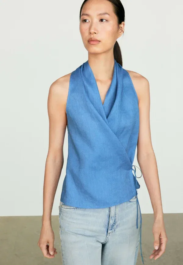 Блуза льняная Blouse Massimo Dutti, синий